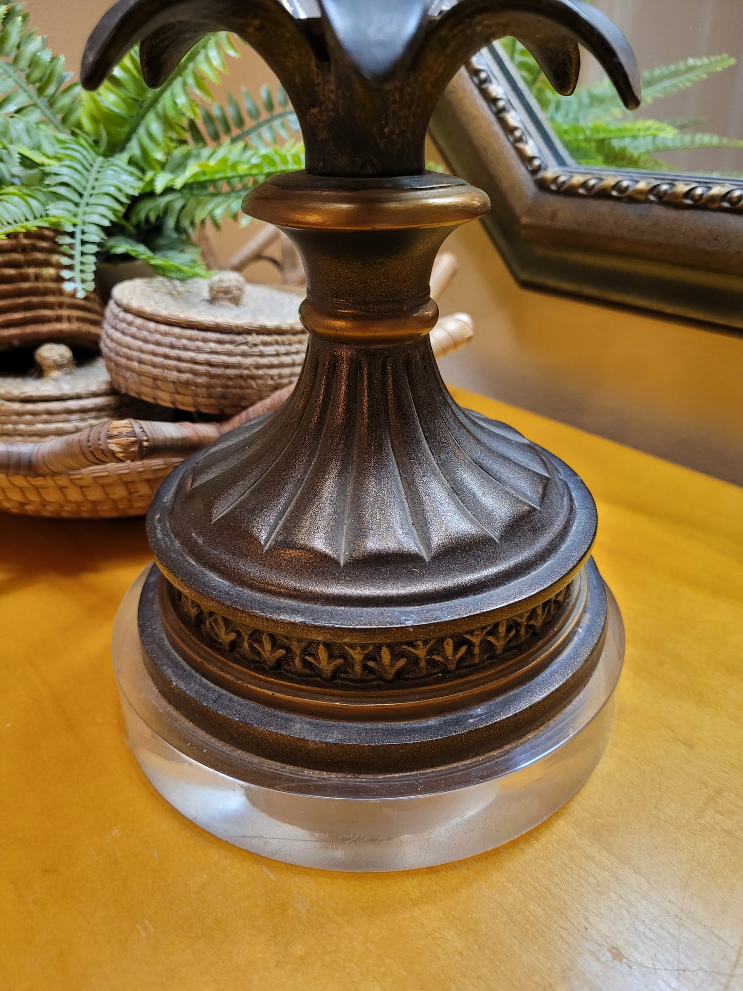 Vintage Candlestick Lamp with Glass Details