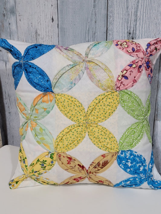 Handmade Cathedral Window Throw Pillow