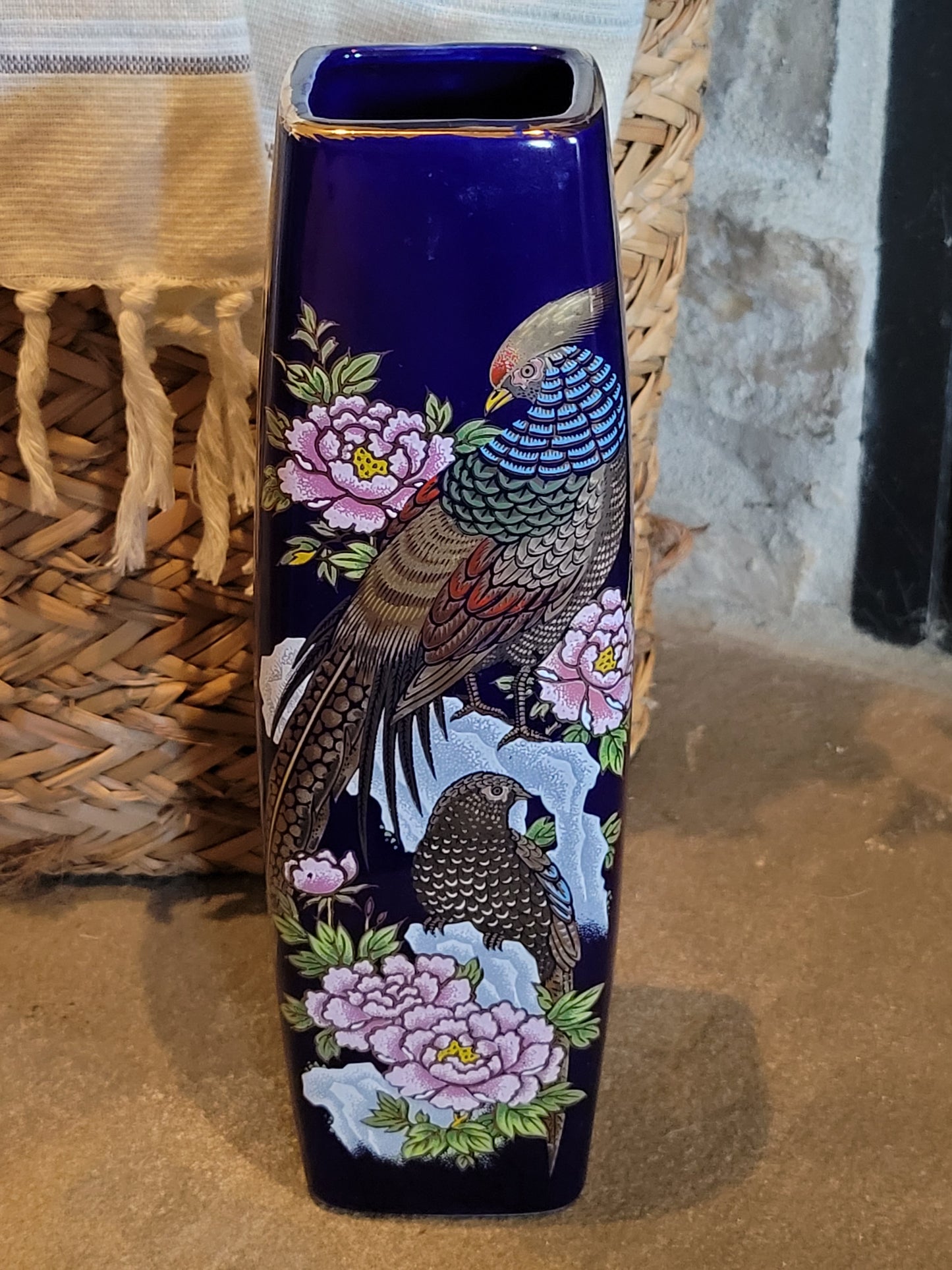 Vintage Inerpur Cobalt Vase with Gold Details