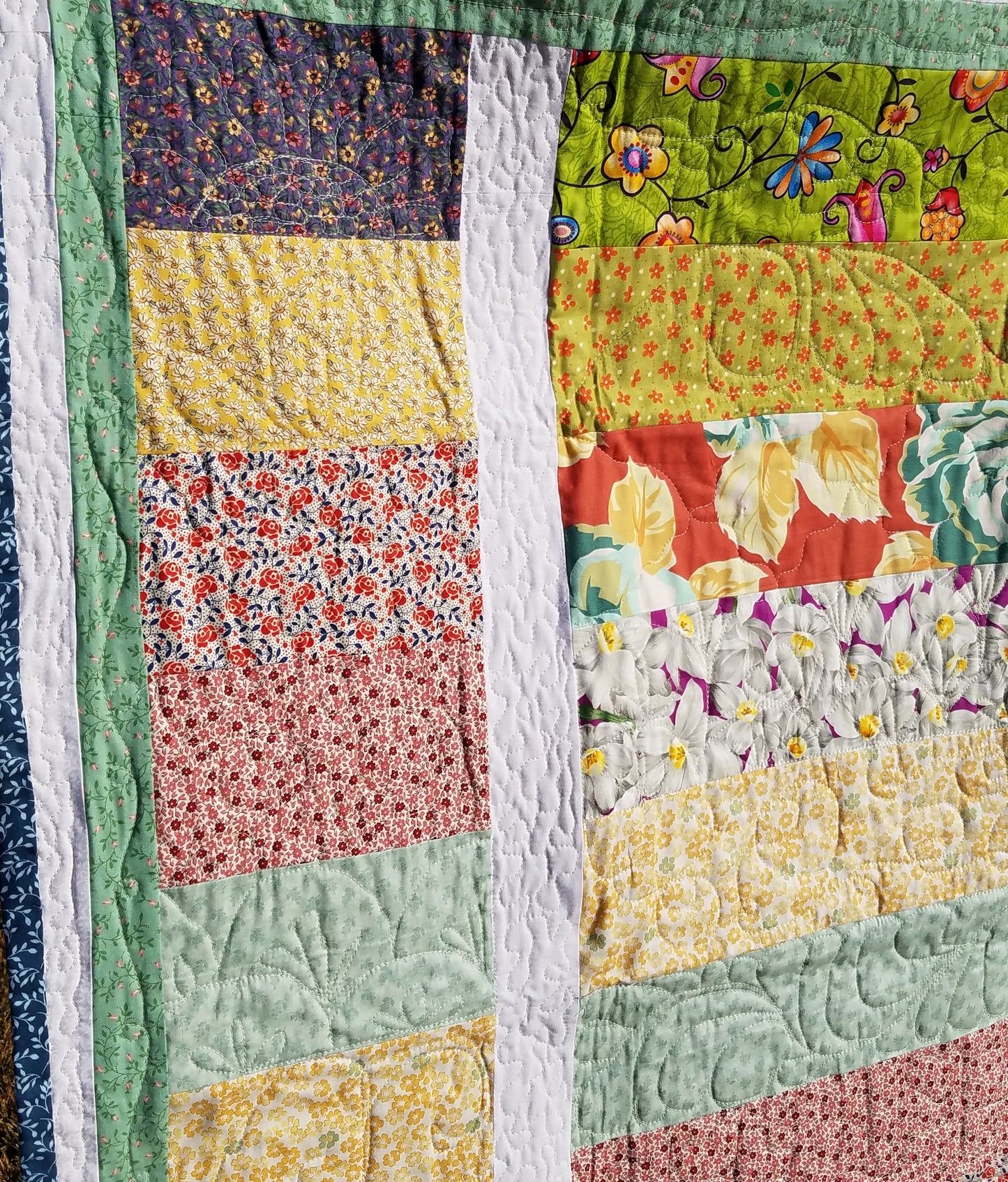 New! Floral Stripes Quilted Throw