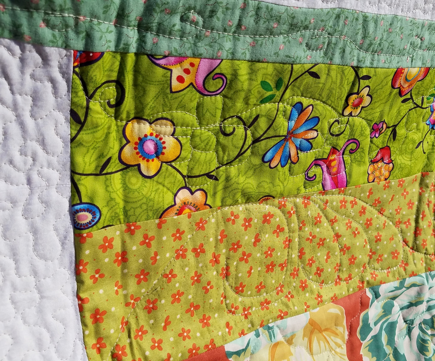 New! Floral Stripes Quilted Throw