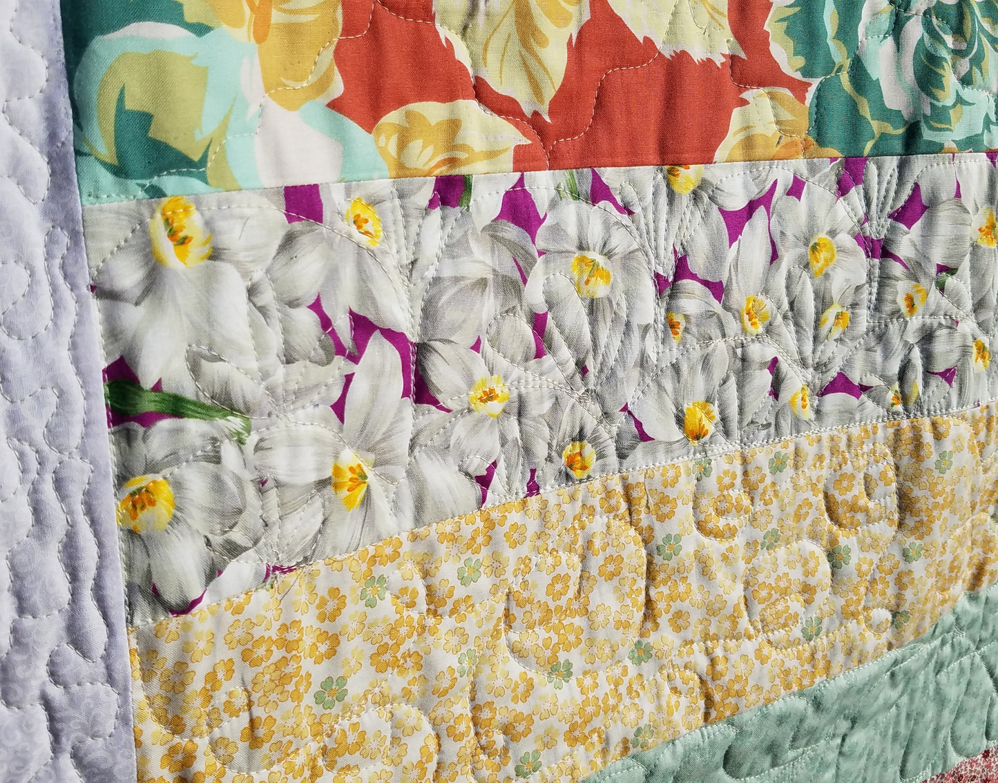 New! Floral Stripes Quilted Throw
