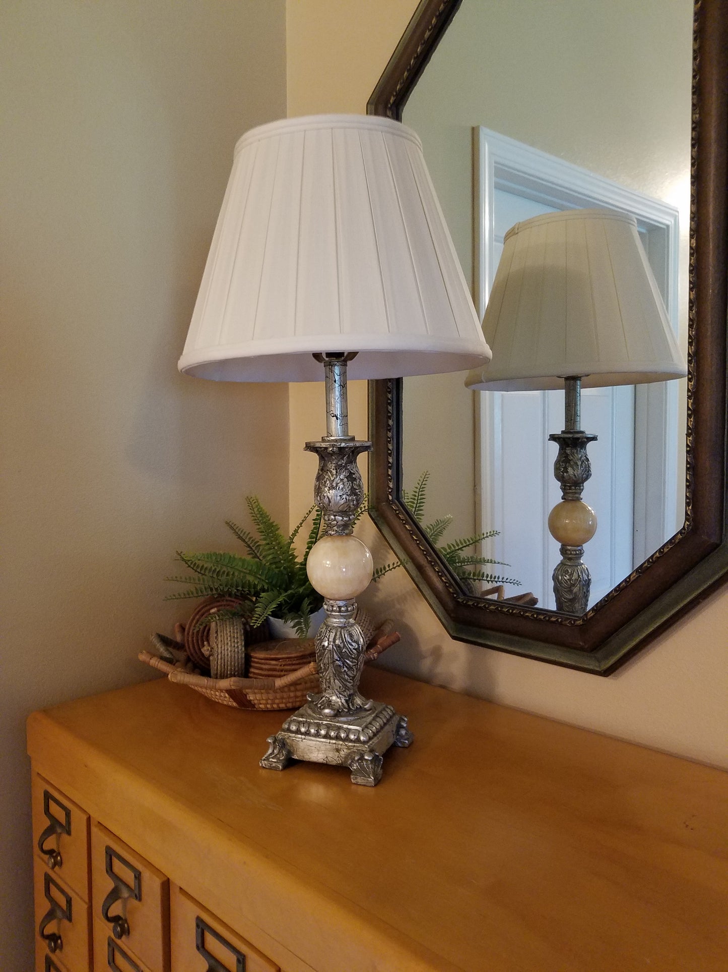 Vintage Silver & Onyx Lamp