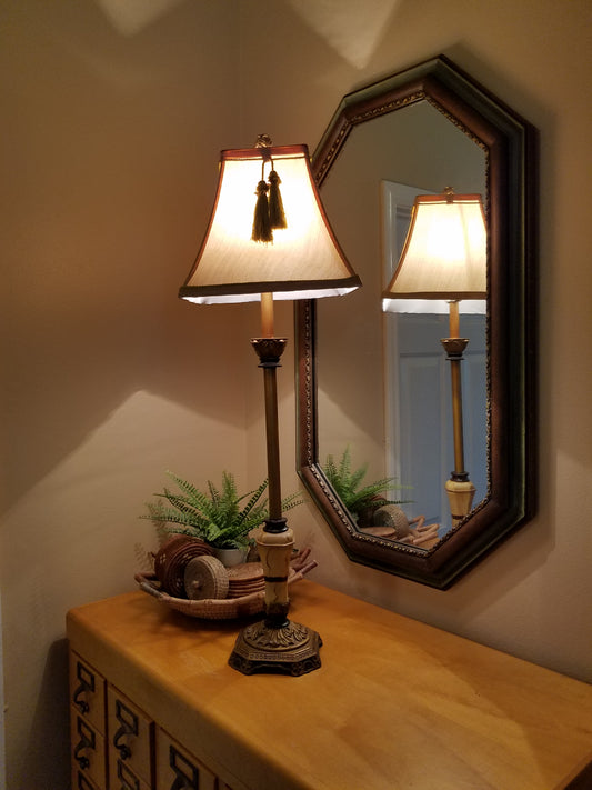 Candlestick Lamp with Tasseled Shade