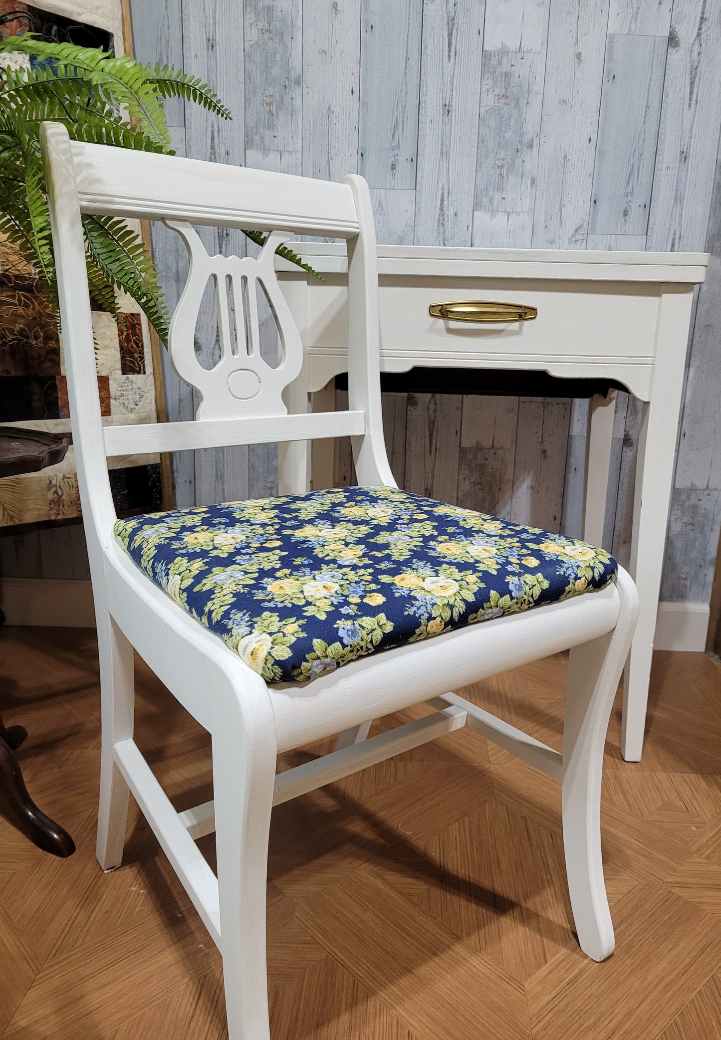 Vintage Solid Wood Accent Table & Chair