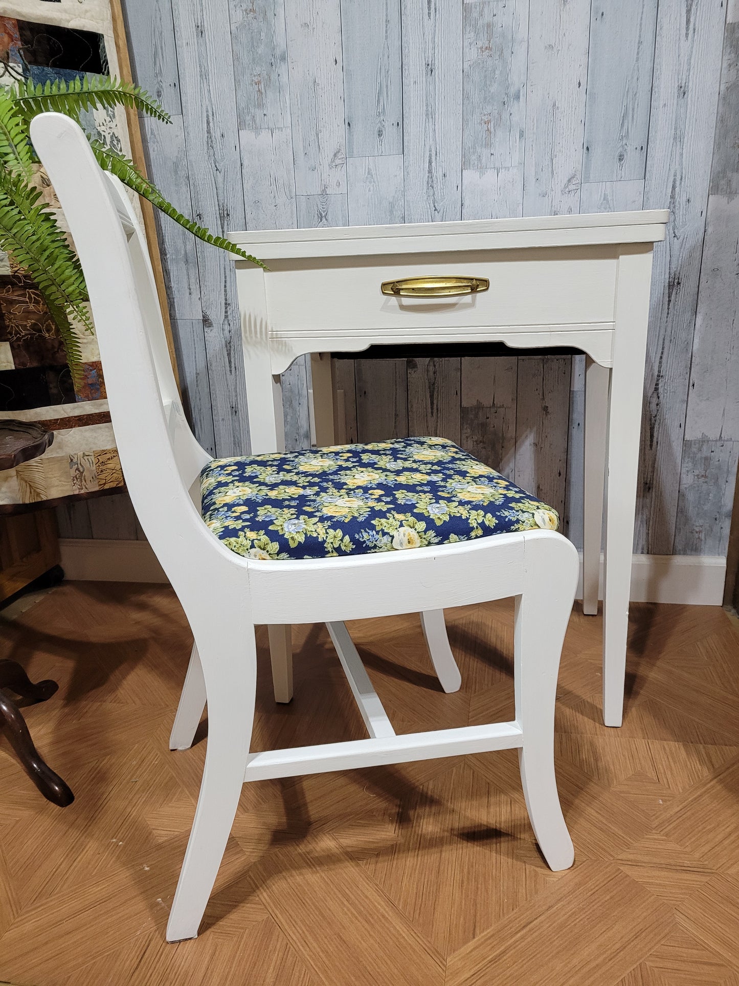 Vintage Solid Wood Accent Table & Chair