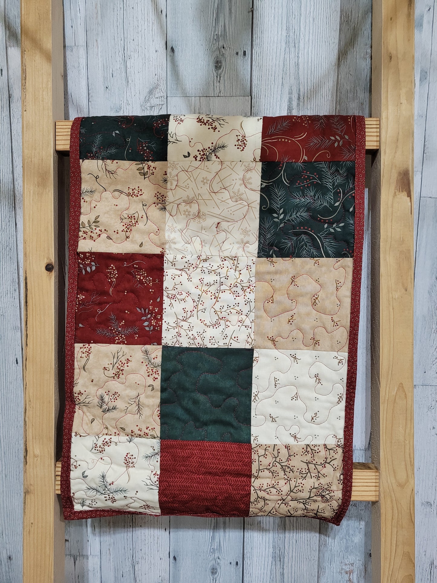 Cranberry and Cream Christmas Table Runner