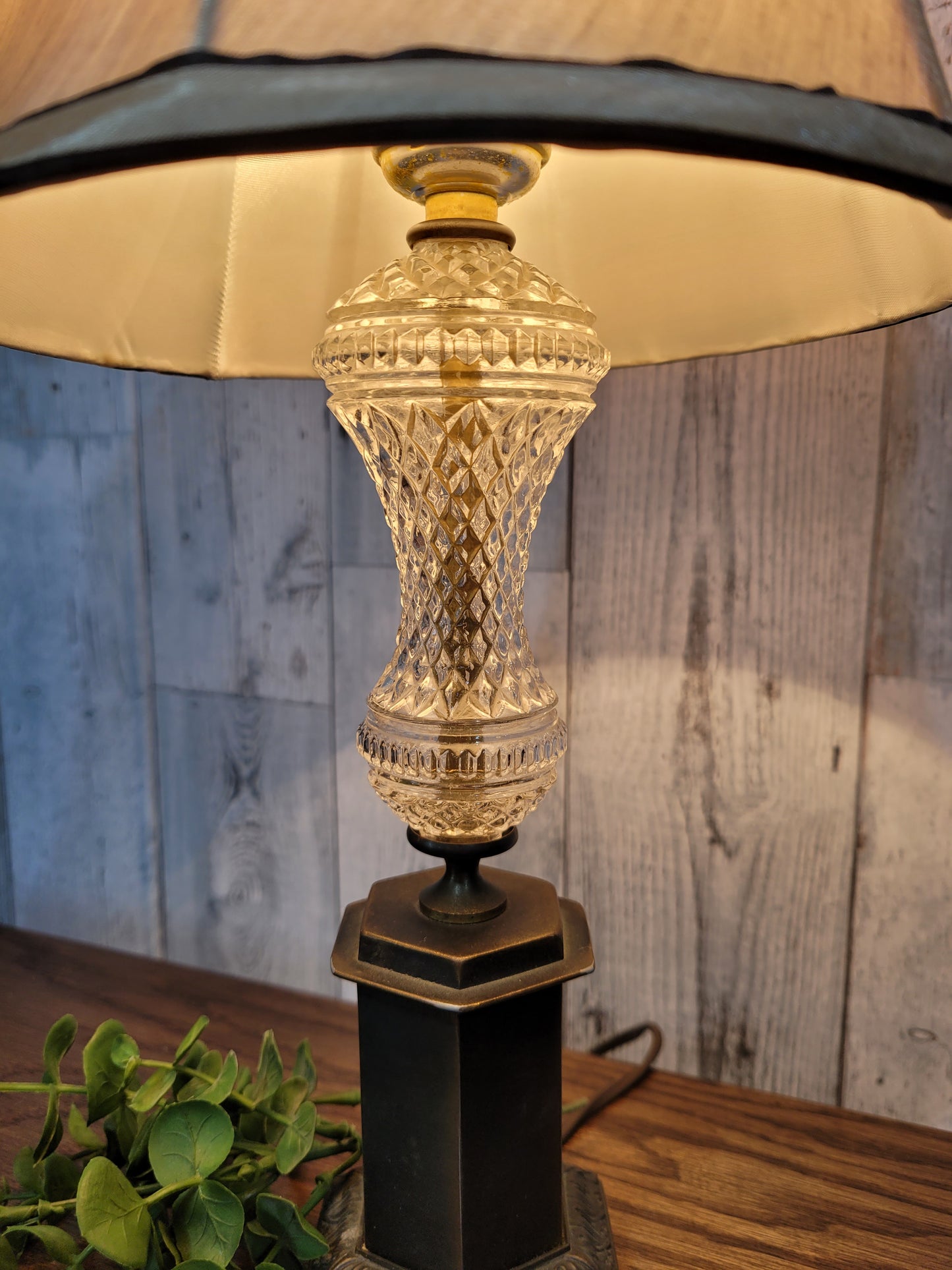 Vintage Brass and Crystal Lamp