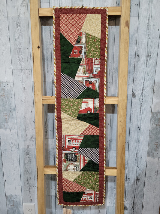 Green Crazy Quilt Table Runner