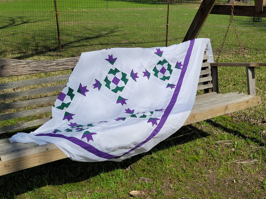 Vintage Purple Tulip Quilt Top