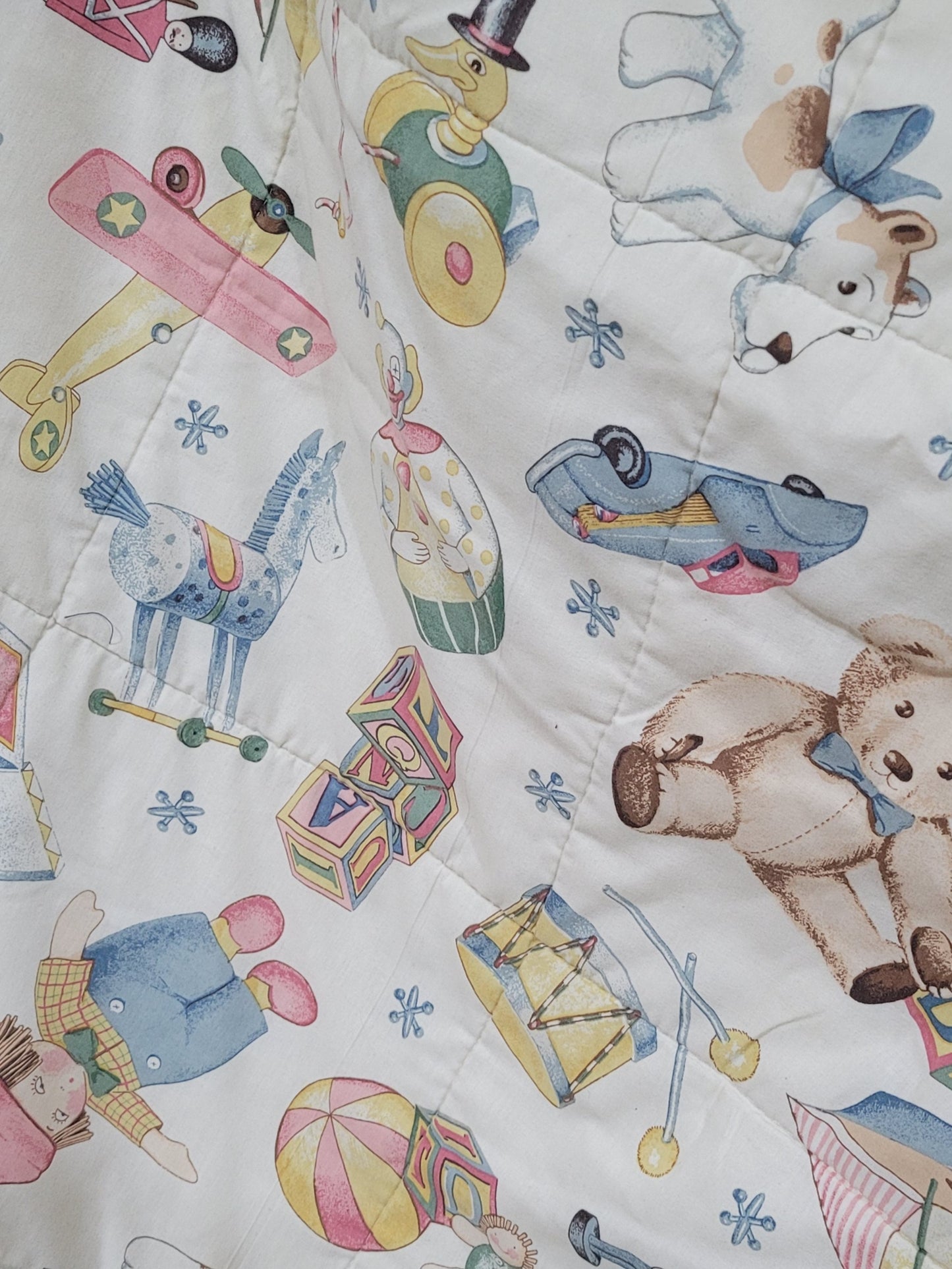 Vintage Hand-Quilted Antique Toys Quilt