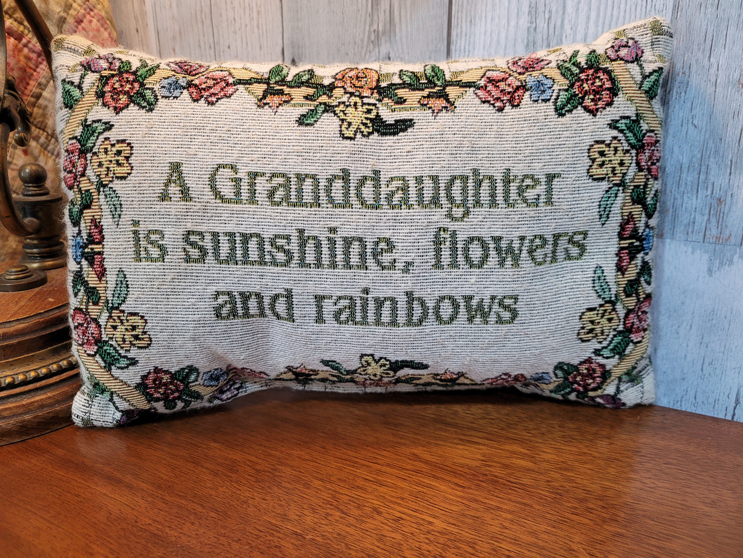 Vintage Tapestry Pillow for Granddaughter