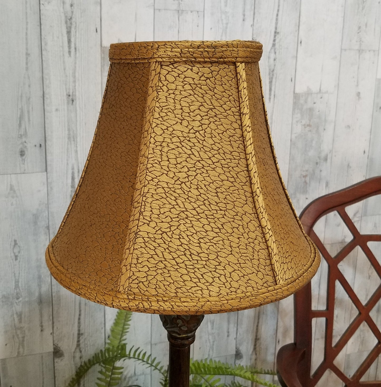 Vintage Antique Bronze Lamp with Teal Embossed Base