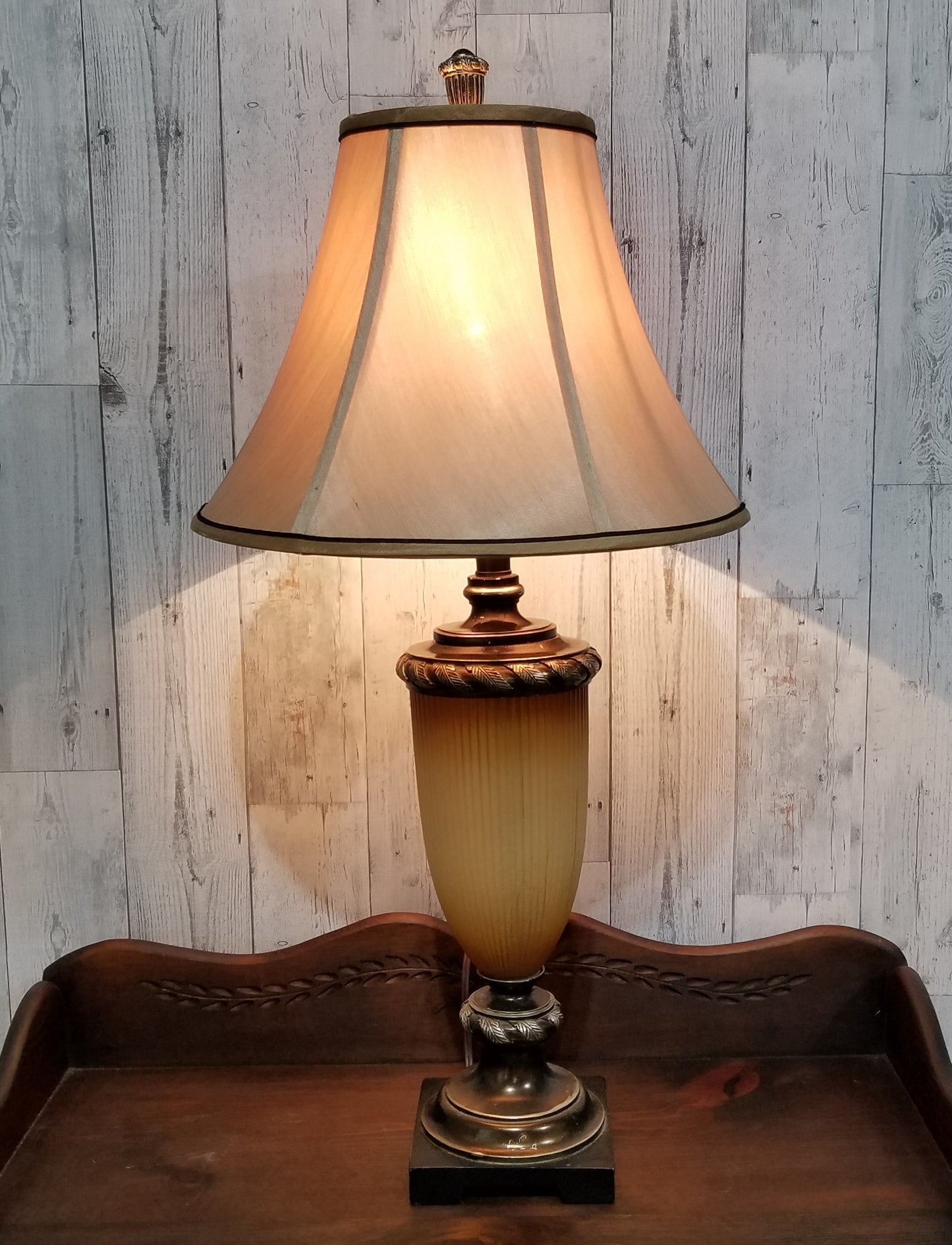 Amber Fluted Glass Urn Style Lamp