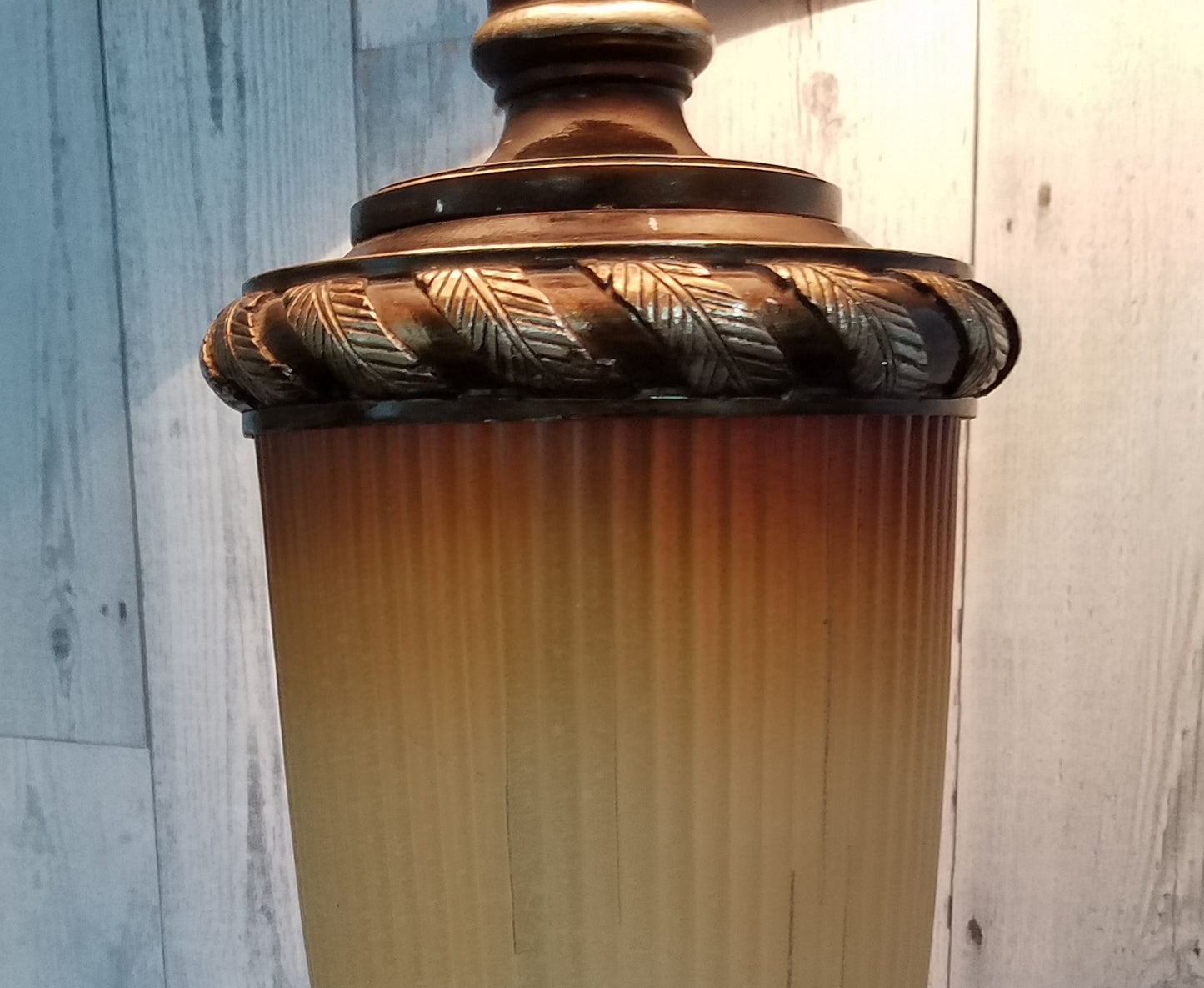 Amber Fluted Glass Urn Style Lamp