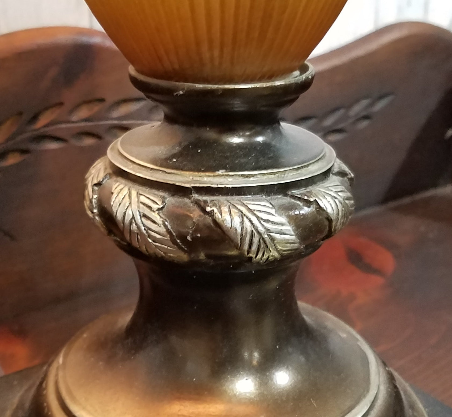 Amber Fluted Glass Urn Style Lamp