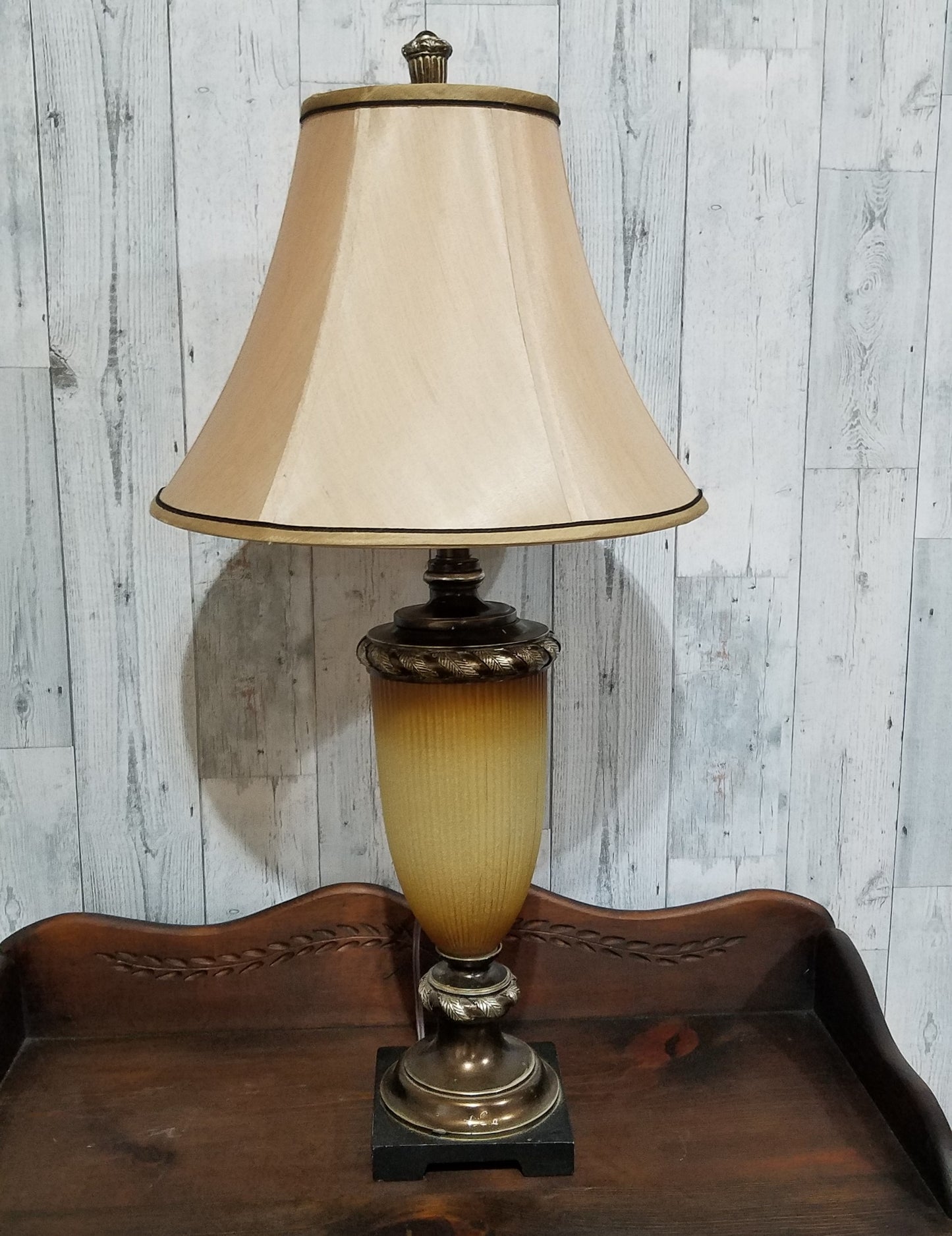 Amber Fluted Glass Urn Style Lamp