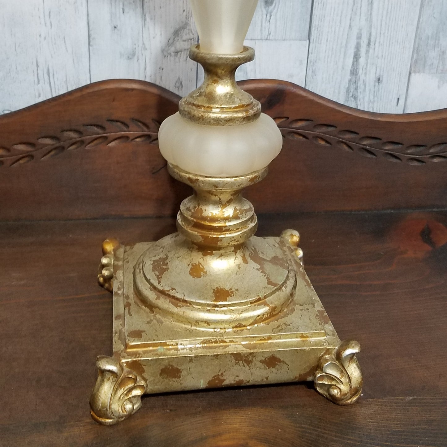 Vintage Lamp with Fluted Glass and Crystal Details