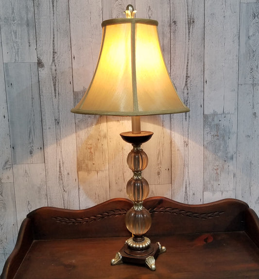 Candlestick Lamp with Fluted Glass Orbs