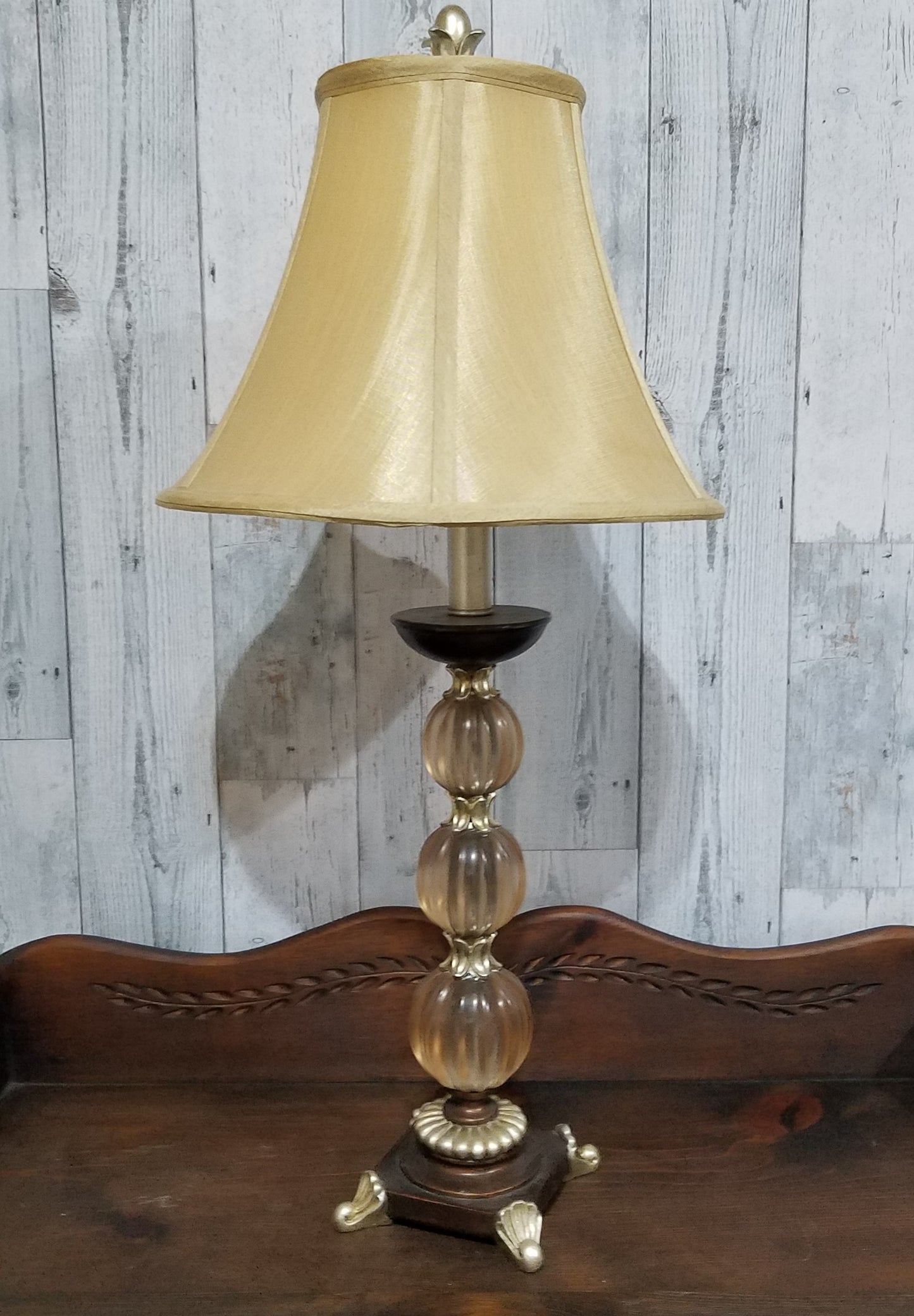 Candlestick Lamp with Fluted Glass Orbs