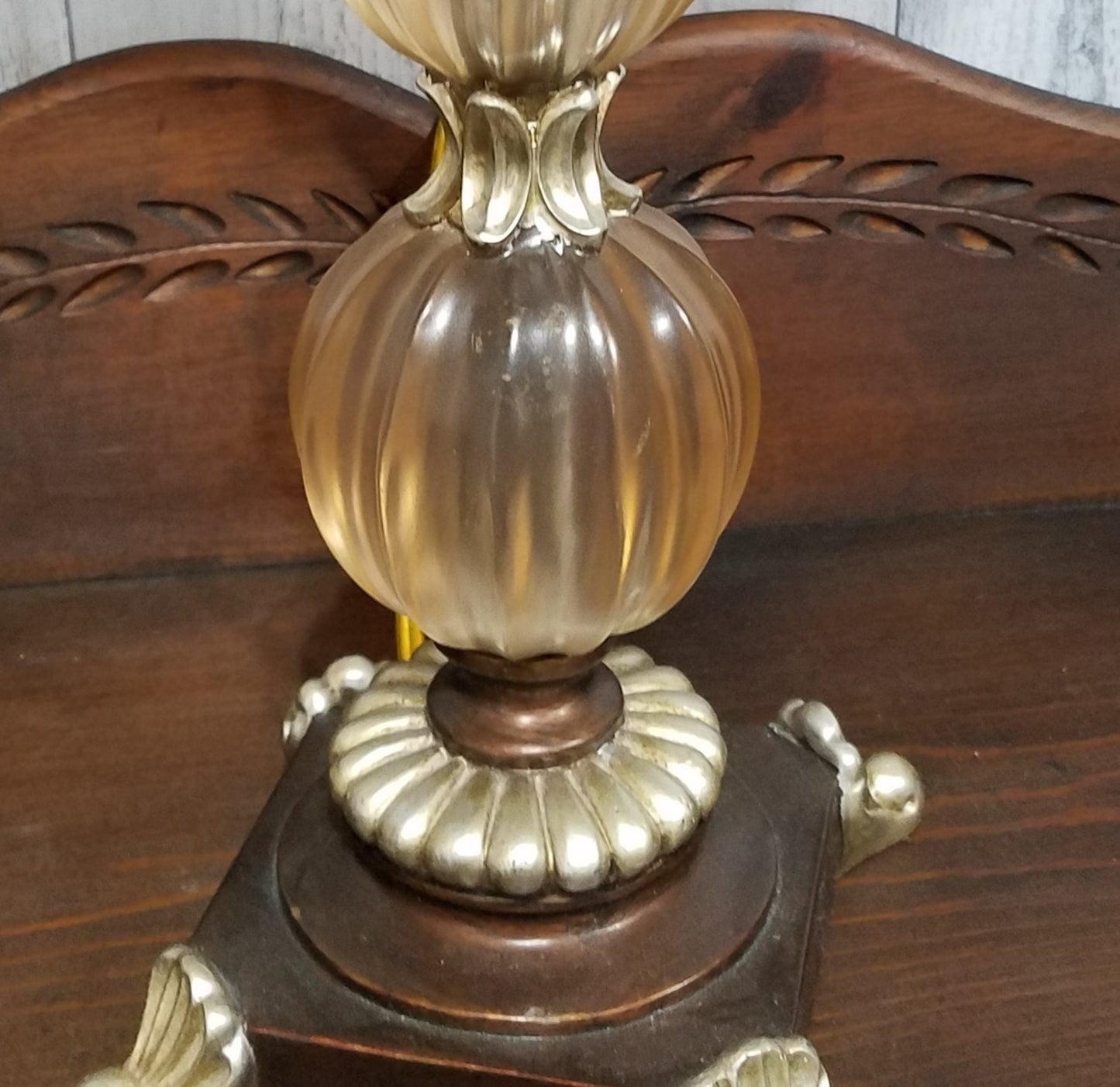 Candlestick Lamp with Fluted Glass Orbs