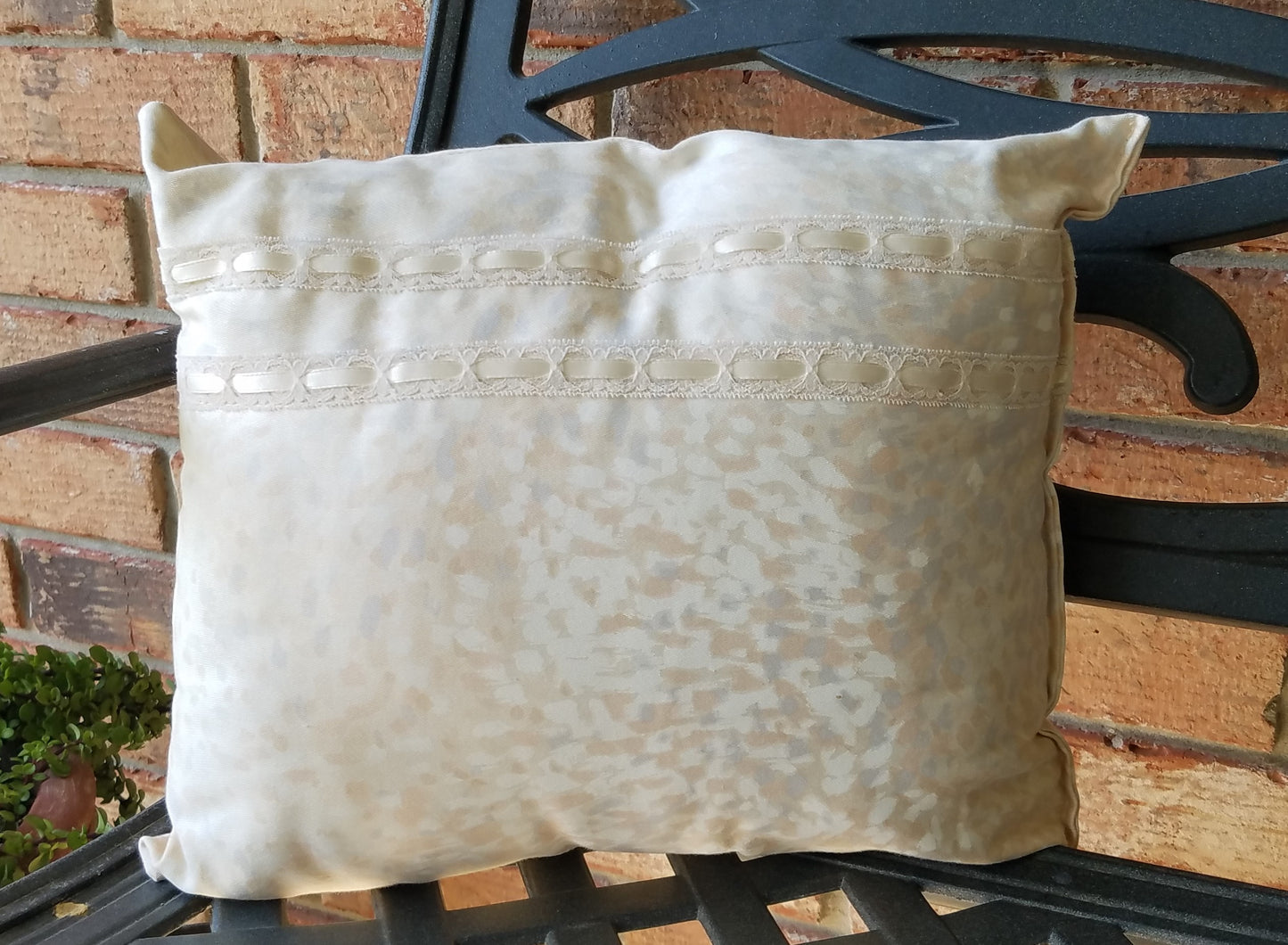 Vintage Ribbon-Embellished Pillow