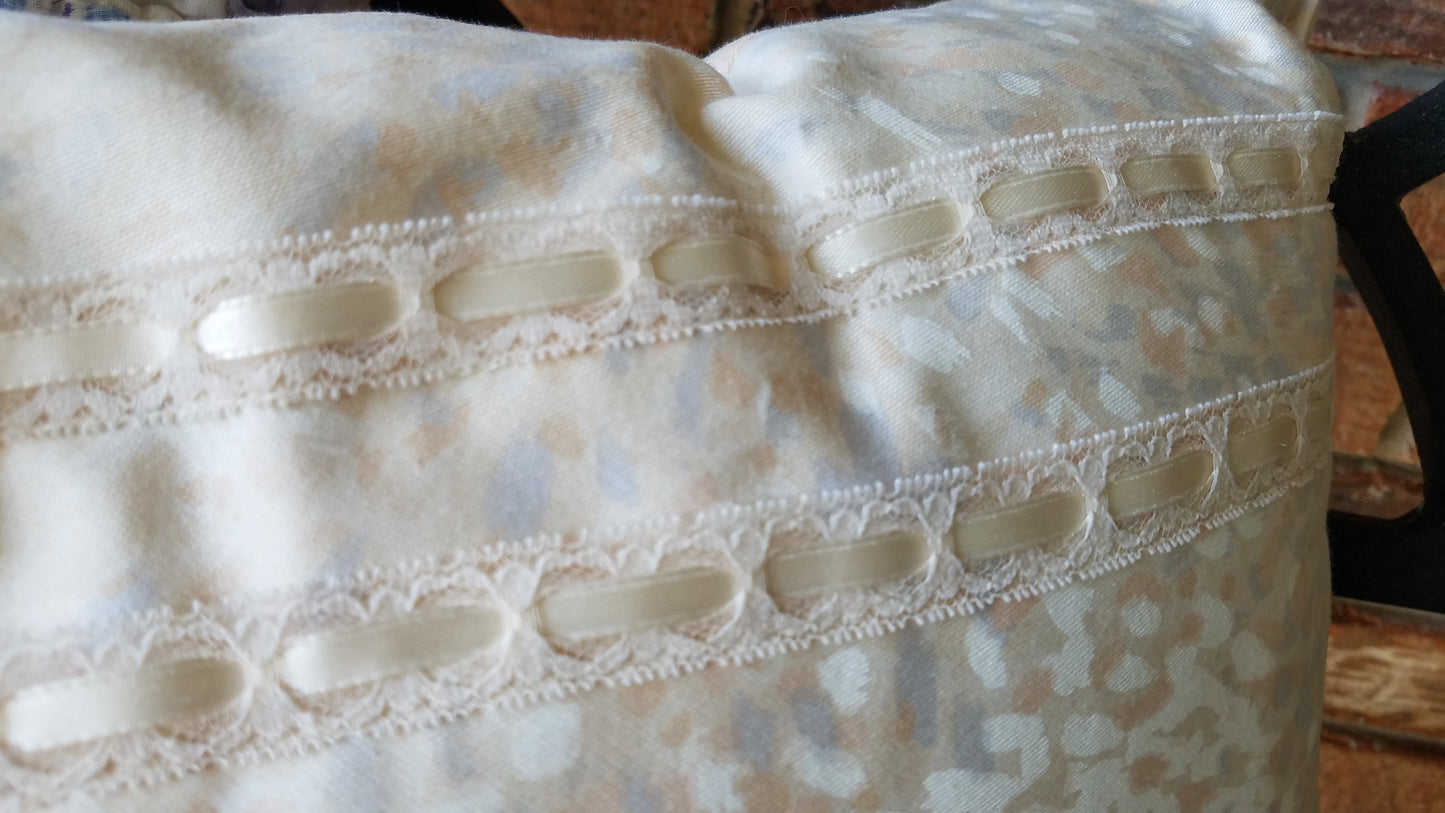 Vintage Ribbon-Embellished Pillow