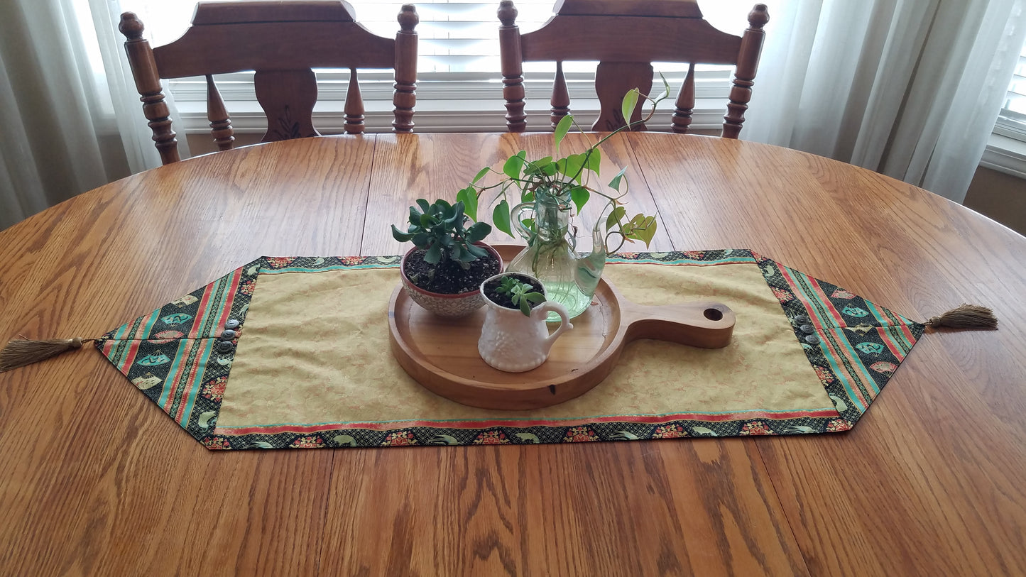 New! Tasseled Oriental-Inspired Table Runner