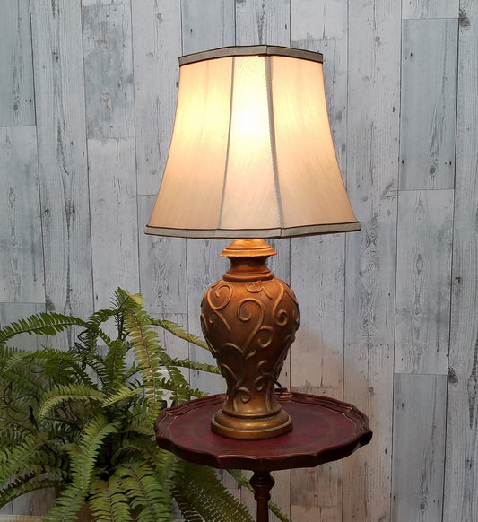 Vintage Copper Patina Embossed Lamp